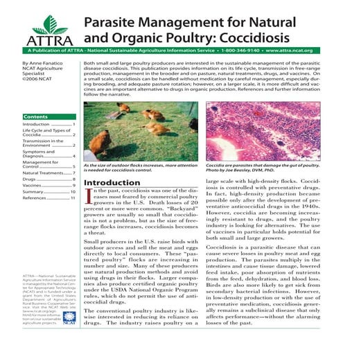 Parasite Management for Natural and Organic Poultry: Coccidiosis