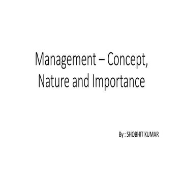 Management - Concept, Nature and Importance 