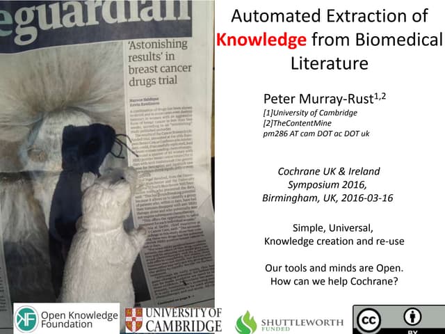 Automatic Extraction of Knowledge from Biomedical literature 