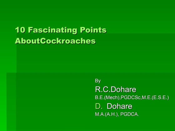 Cockroaches By Rcdohare & Abha Dohare