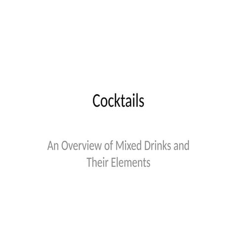 Cocktails_Presentation, MOCKTAIL, SHAKER,COCKTAIL | PPTX