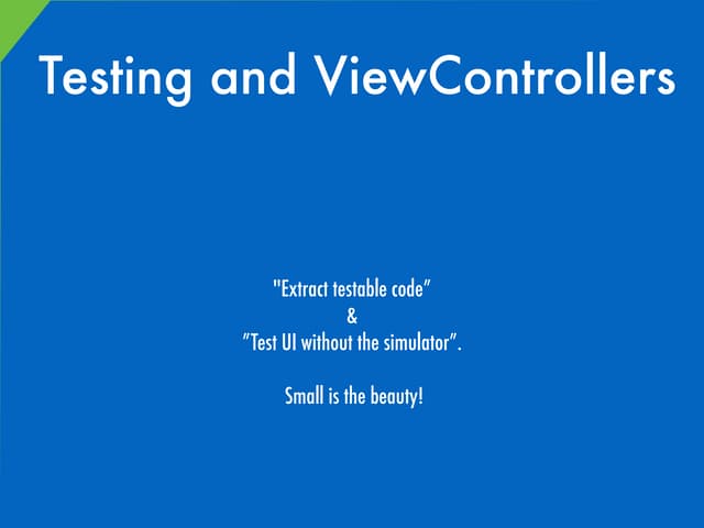 Cocoa heads testing and viewcontrollers