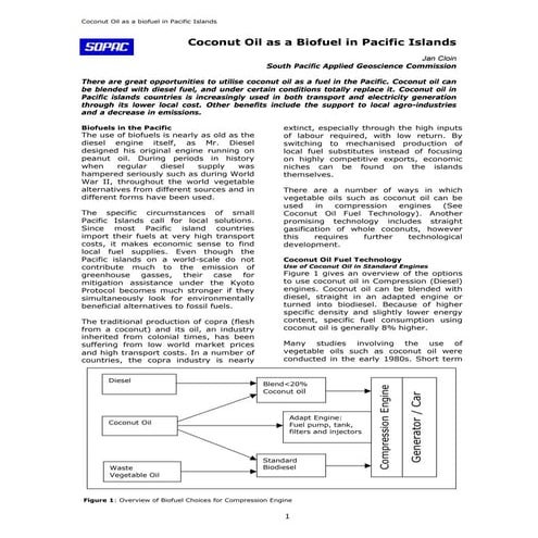Coconut Oil as a Biofuel in Pacific Islands