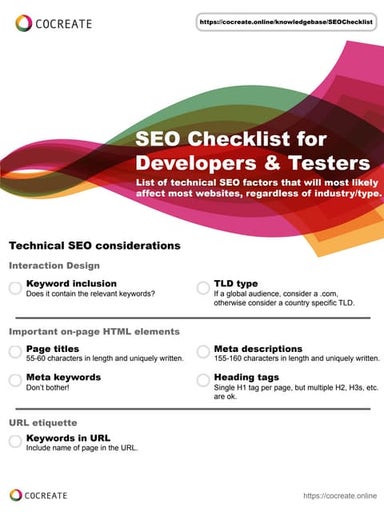 List of technical SEO factors that will most likely affect most websites, reg...