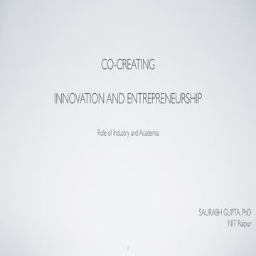 Co-creating Innovation and Entrepreneurship: Role of Academia