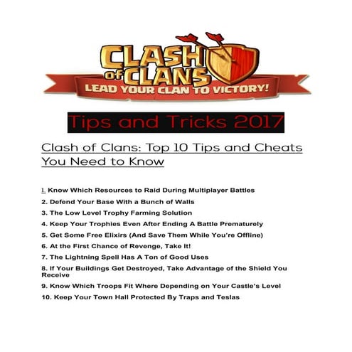 Clash of Clans Hack 2017 - Tips and Tricks! | PDF