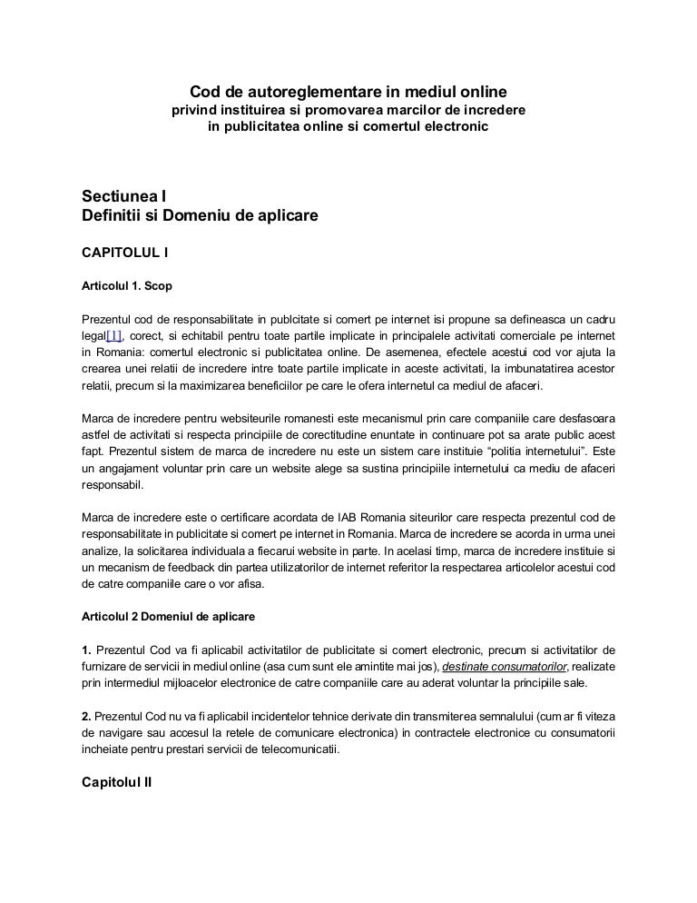 Codul De Conduita Propus De Iab Romania
