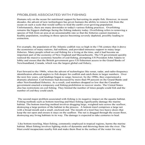 Cod Fishing and the Associated RISKS.... | PDF