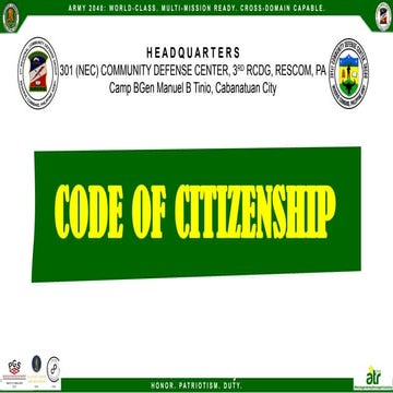 Code of Citizenship by PSU Urdaneta City | PPTX
