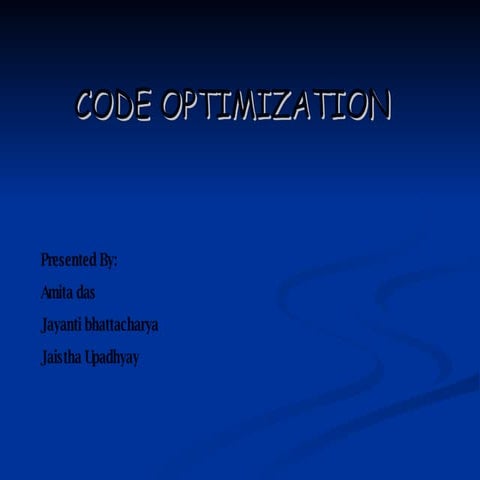 code optimization | PPT