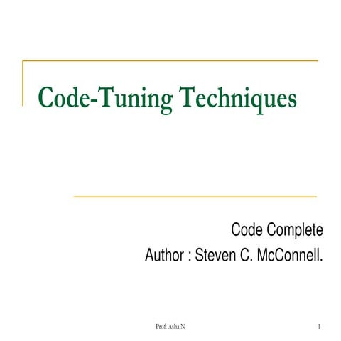 Code tuning techniques | PDF | Programming Languages | Computing