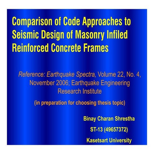 Code approaches to seismic design of masonry infiled rc frames