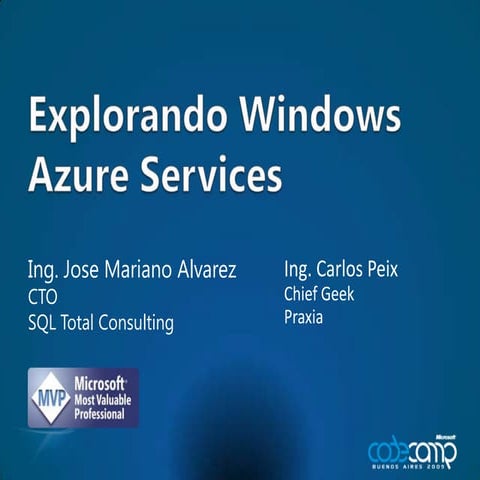 [Code Camp 2009] Cloud Computing - Explorando Windows Azure Services (Carlos ...