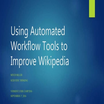 Improving the chemistry content of Wikipedia using workflow tools
