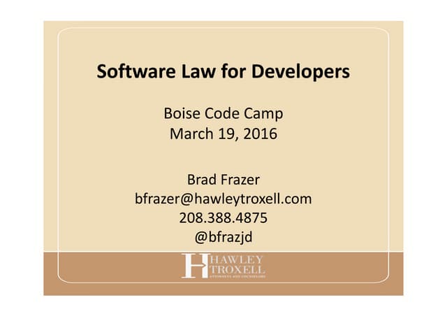 Software Law for Developers