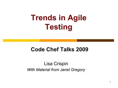 Trends in Agile Testing by Lisa Crispin