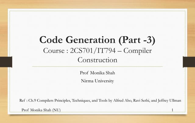 Code Generation Part-3 in Compiler Construction