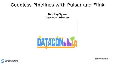 Codeless pipelines with pulsar and flink