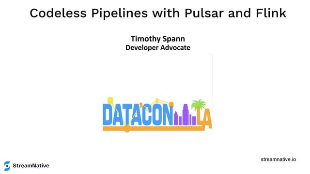 Codeless pipelines with pulsar and flink