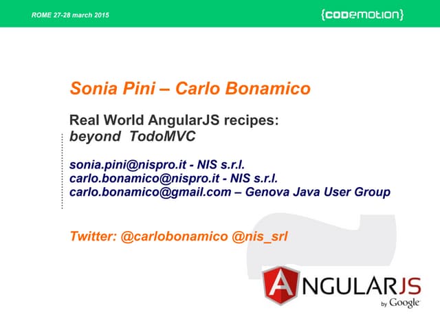 Real World AngularJS recipes: beyond TodoMVC