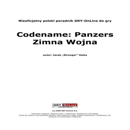 Codename Panzers Cold War Poradnik Gry On Line | PDF