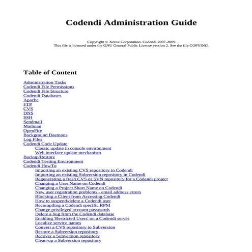 Codendi Administration Guide