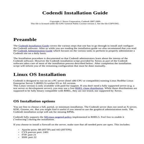 Codendi Installation Guide
