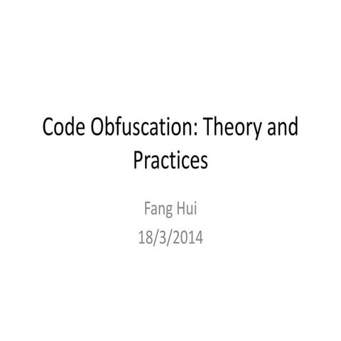 Code obfuscation theory and practices | PDF | Programming Languages ...