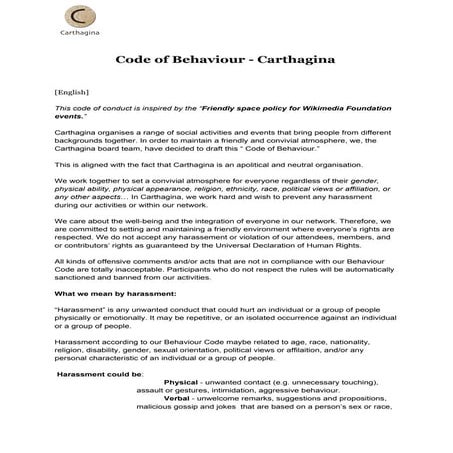 Code of Behaviour - Carthagina