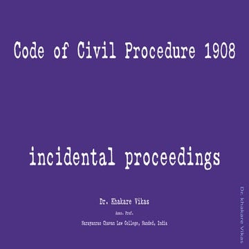 Code of civil procedure 1908 incidental proceedings