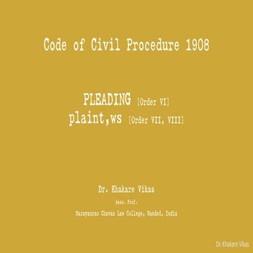 Code of civil procedure 1908 pleading plaint written statement