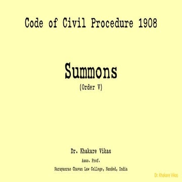 Code of civil procedure 1908 summons