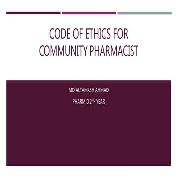 Code of ethics for Community Pharmacist