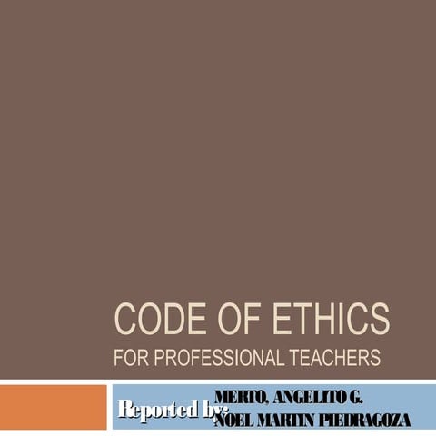Code of ethics for professional teachers