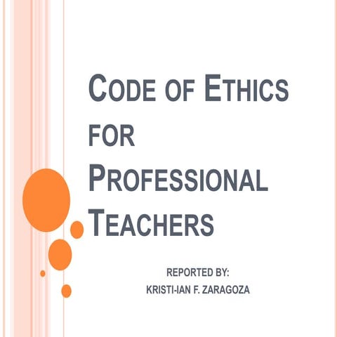 Code of ethics for professional teachers