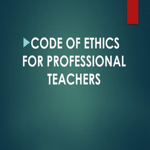 Comprehensive Code of Ethics for Professional Teachers in the ...