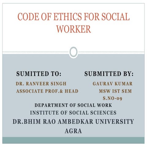 Code of ethics for social worker