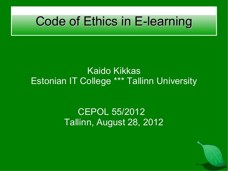 Code Of Ethics In E Learning
