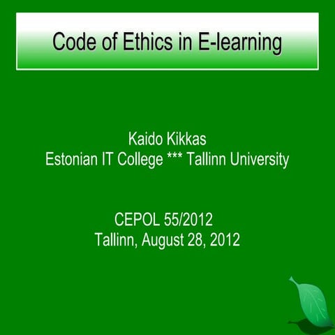 Code of Ethics in E-learning