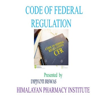 Code of federal regulation by d.j. biswas