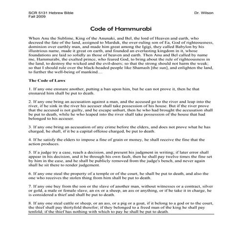 Code of hammurabi excerpts | PDF