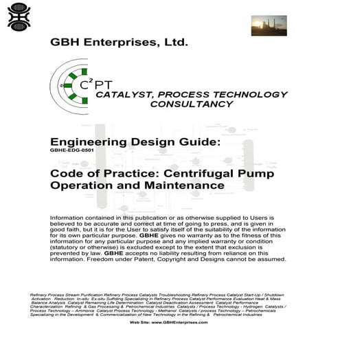 Code of Practice - Centrifugal Pump Operation and Maintenance 