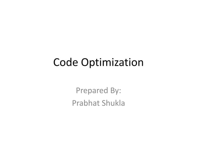 Code optimization lecture