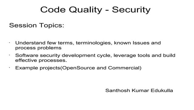 Code Quality - Security
