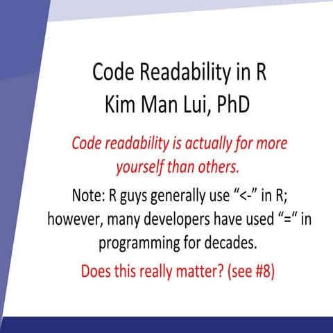 Code readability in r | PPT