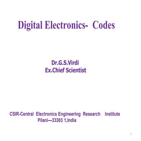 Digital Electronics Codes: Classification, Representation, and Arithmetic