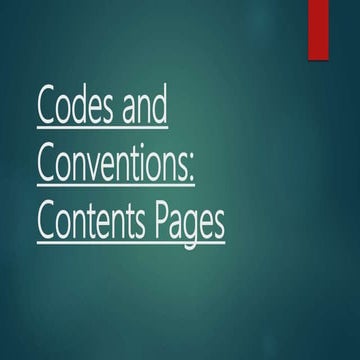contents page codes and conventions | PPTX