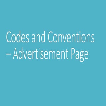 Codes & Conventions – Advertisement page