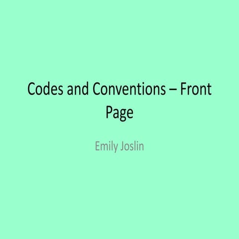 Codes and conventions – front page y13