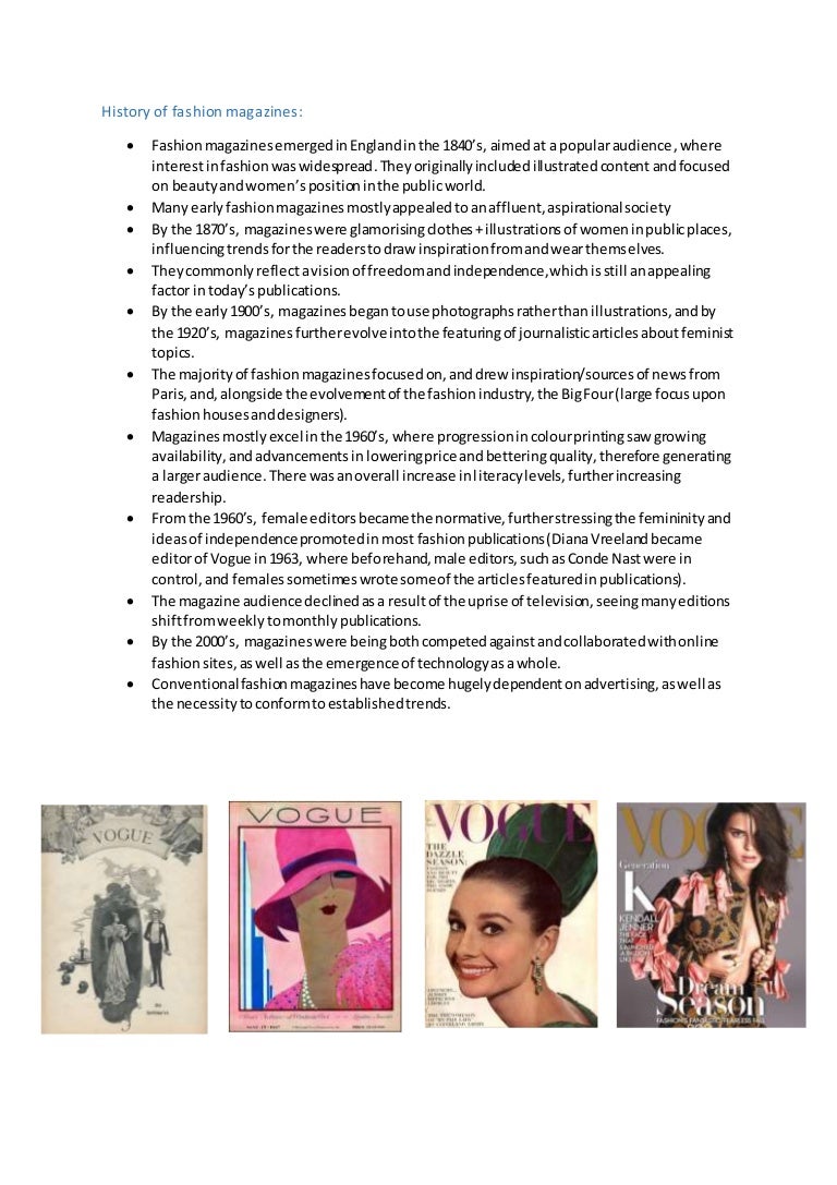Codes and conventions of a fashion magazine final